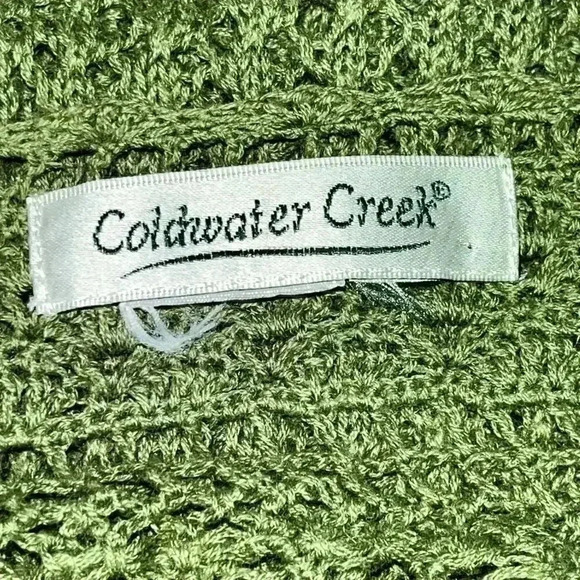 Coldwater Creek Green Boho Crochet Top Medium - Picture 4 of 4